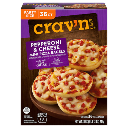 Crav'n Flavor Pepperoni & Cheese Mini Pizza Bagels Party Size 36 Each