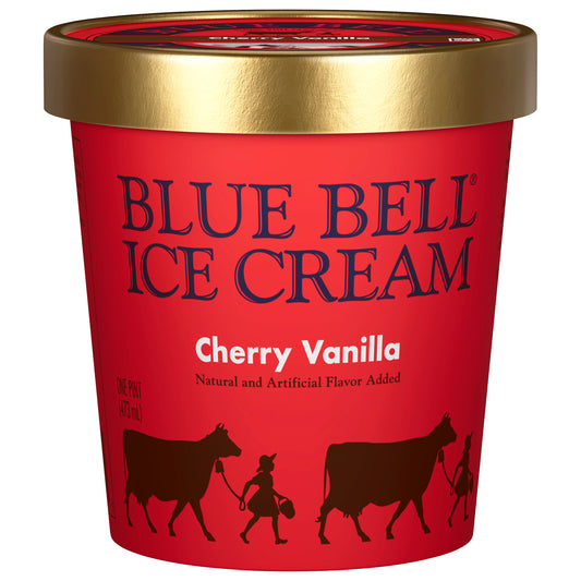 Blue Bell Cherry Vanilla Ice Cream 1 pt