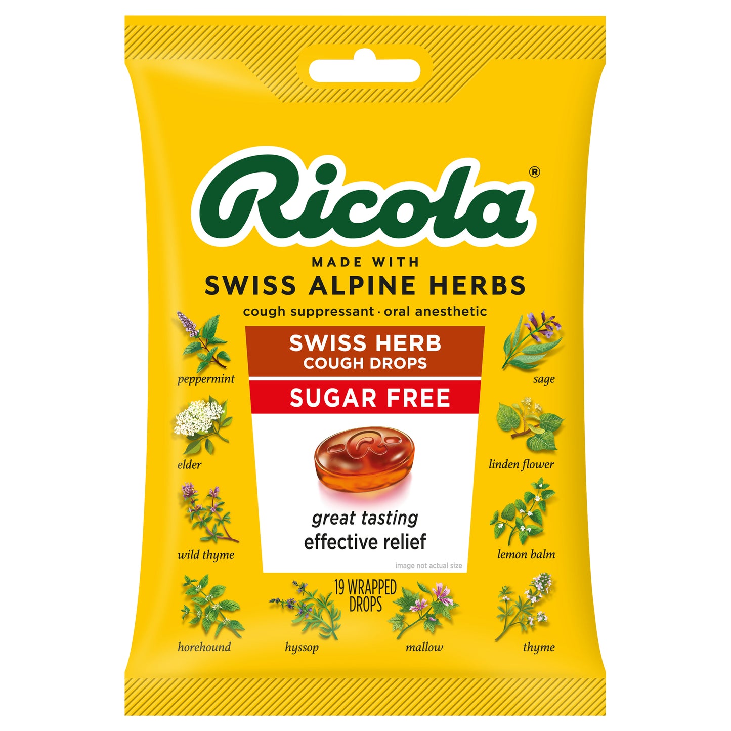 Ricola Sugar Free Original Swiss Herb Cough Drops, 19 Count