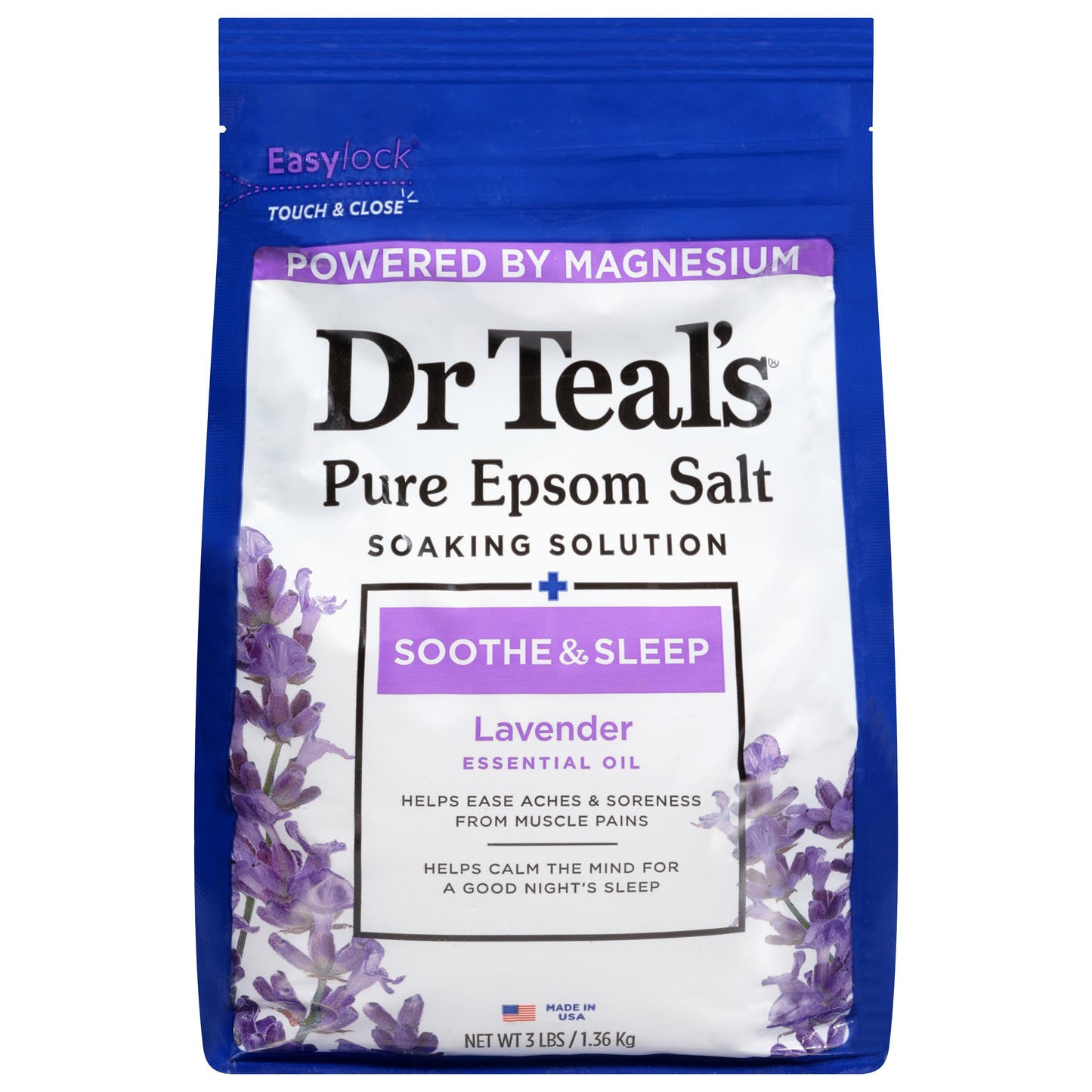 Dr Teal's Soothe & Sleep Pure Epsom Salt Lavender Soaking Solution 3 lb