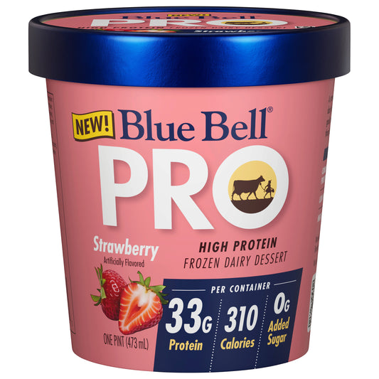 Blue Bell Pro High Protein Strawberry Frozen Dairy Dessert 1 pt