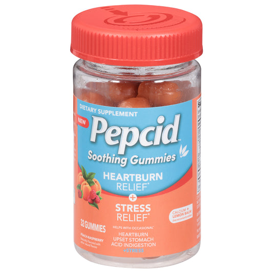 Pepcid Gummies Peach-Raspberry Heartburn Relief + Stress Relief 32 Gummies