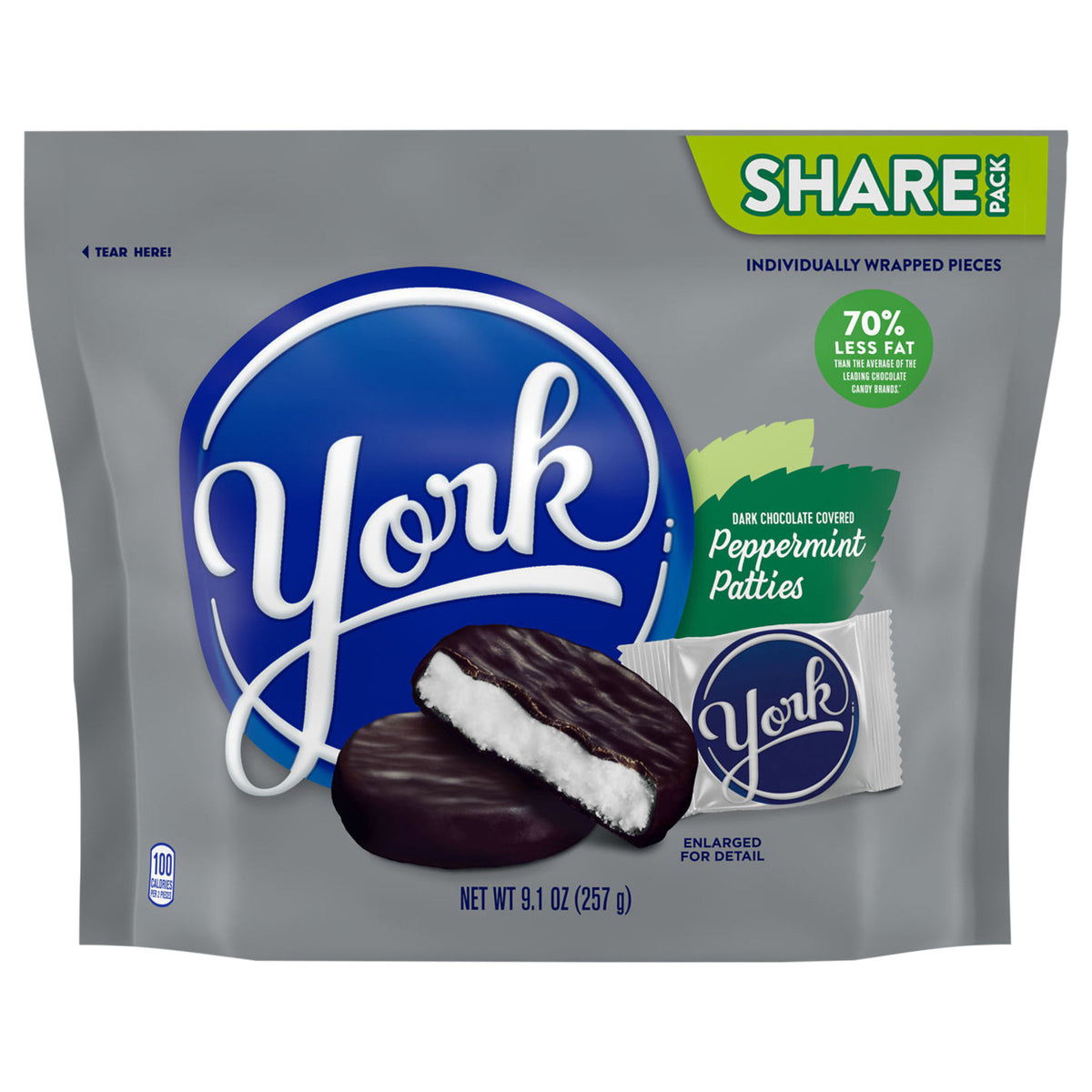 YORK Dark Chocolate Peppermint Patties, Candy Share Pack, 9.1 oz