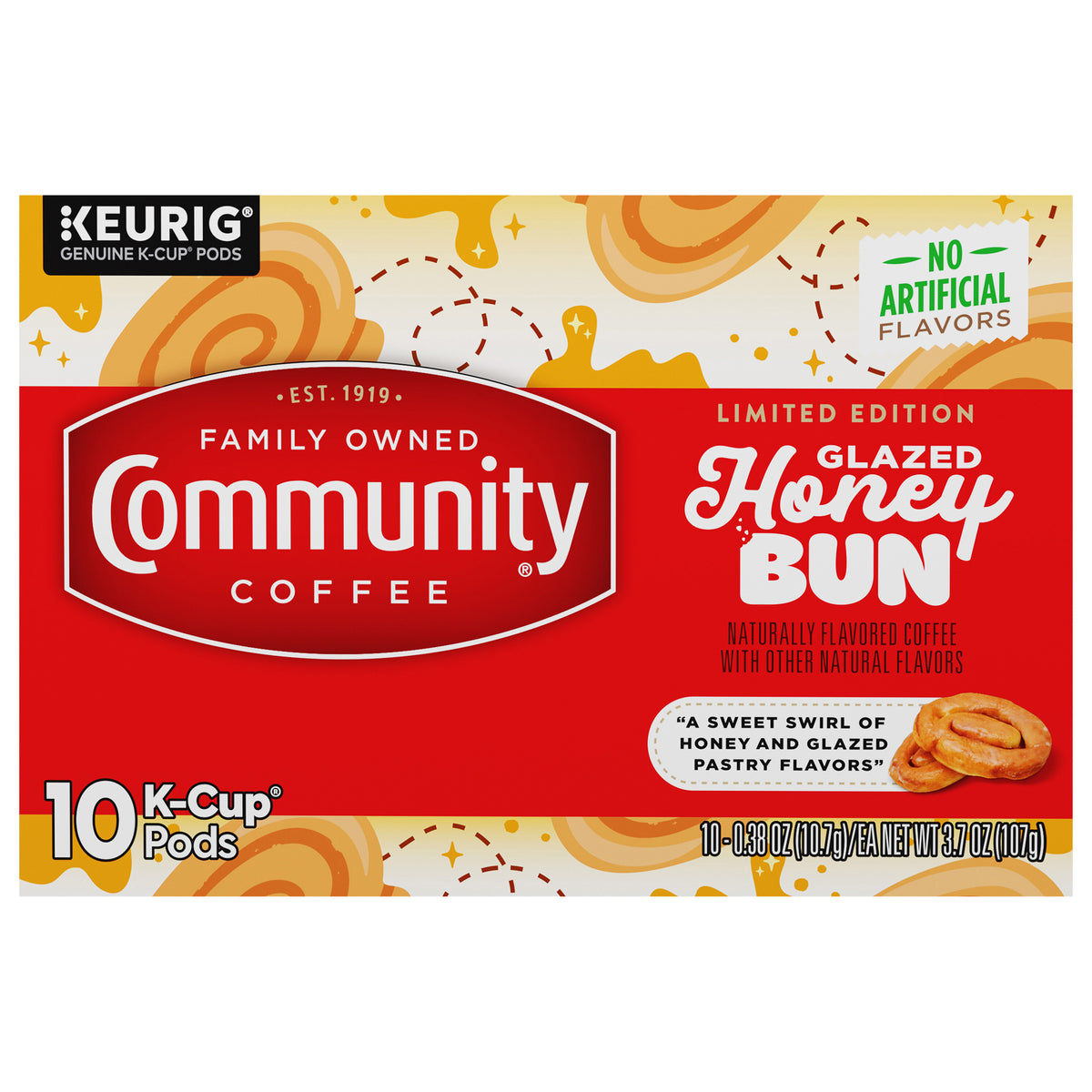 Community® Coffee Glazed Honey Bun Medium Roast Keurig® K-Cup® Pods 10 ct Box