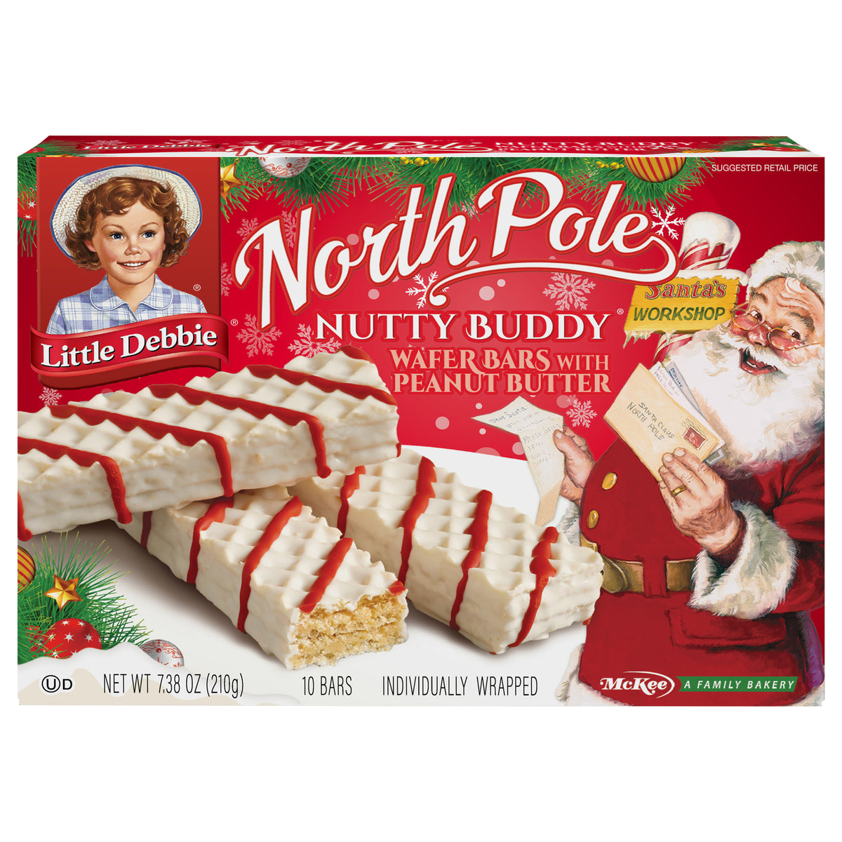 Little Debbie North Pole Nutty Buddy Wafer Bars 10 ea Box