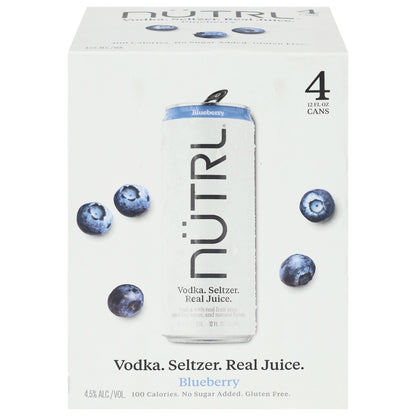 Nutrl Blueberry Vodka Seltzer 4 - 12 fl oz Cans