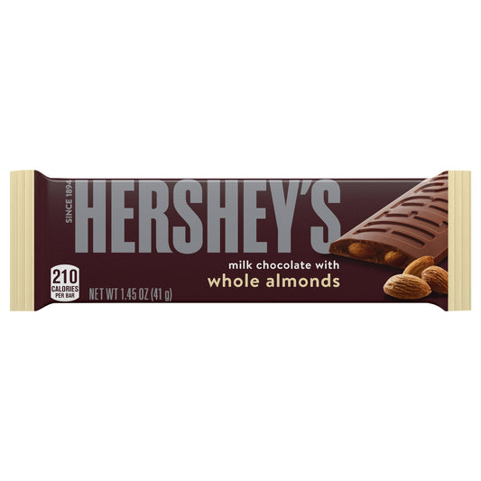 HERSHEY'S Milk Chocolate with Whole Almonds Full Size, Candy Bar, 1.45 oz