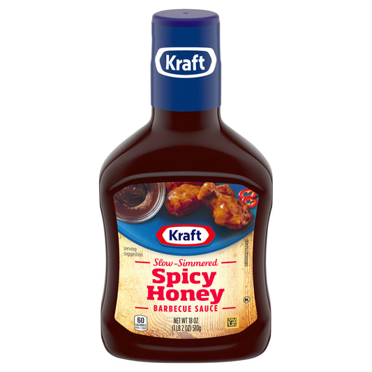 Kraft Spicy Honey Slow-Simmered Barbecue Sauce, 18 oz Bottle
