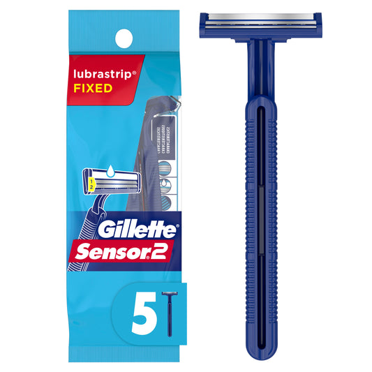 Gillette Sensor2 Men's Disposable Razors, 5 Count