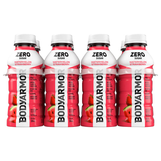 BODYARMOR Zero Sugar Watermelon Strawberry Electrolyte Sports Drink, 12 fl oz Bottles, 8 Pack