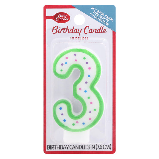 Betty Crocker 3 Inch Numeral 3 Birthday Candle 1 ea