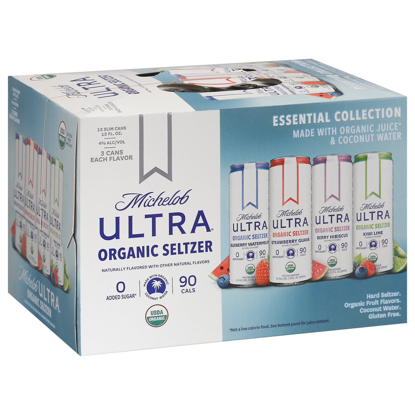 Michelob Ultra Organic Essential Colleciton Hard Seltzer 12 - 12 fl oz Slim Cans