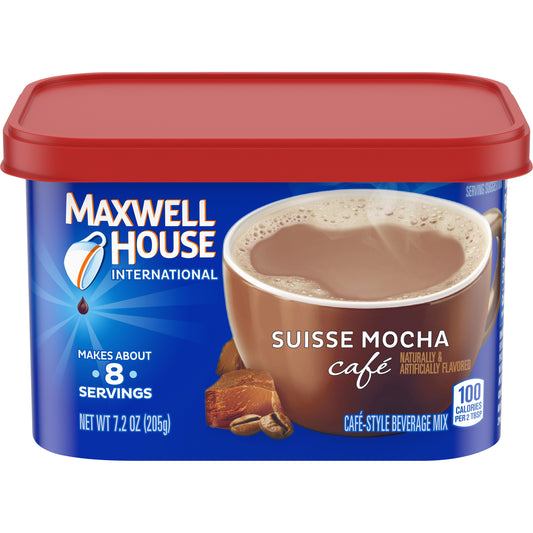 Maxwell House International Suisse Mocha Cafe Beverage Mix, Caffeinated, 7.2 oz Can