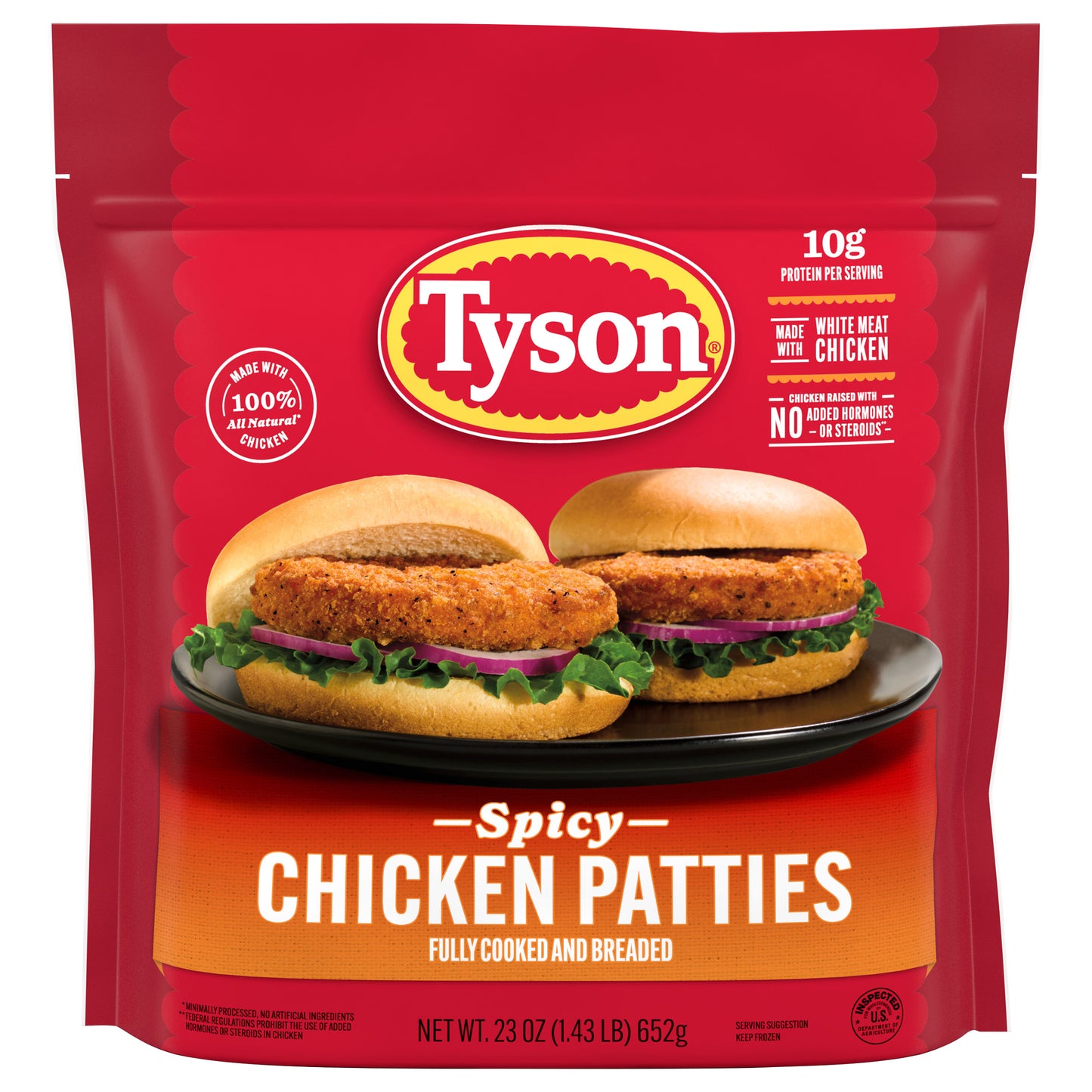 Tyson Fully Cooked Spicy Chicken Patties, 23 oz. (Frozen)