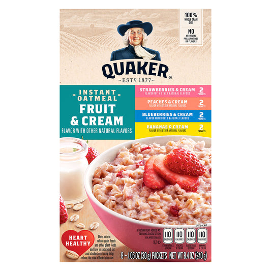 Quaker Instant Oatmeal Fruit & Cream Variety 1.05 Oz 8 Count