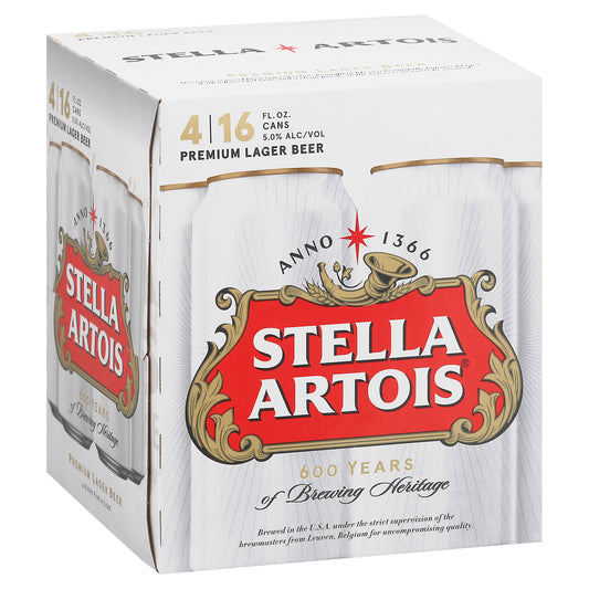 Stella Artois Lager Beer 4 - 16 fl oz Cans
