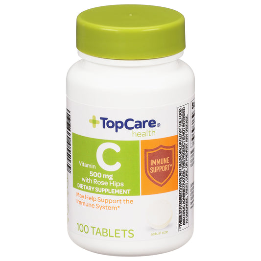 TopCare Health 500 mg Vitamin C with Rose Hips 100 Tablets