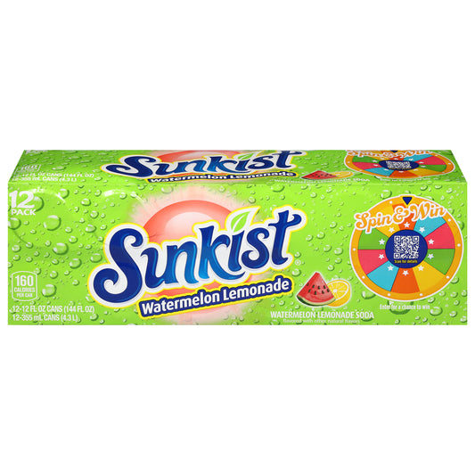 Sunkist Watermelon Lemonade Soda 12 - 12 fl oz Cans