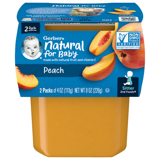 Gerber 2nd Foods Peach Baby Food, 4 oz. Tubs, 2 Count