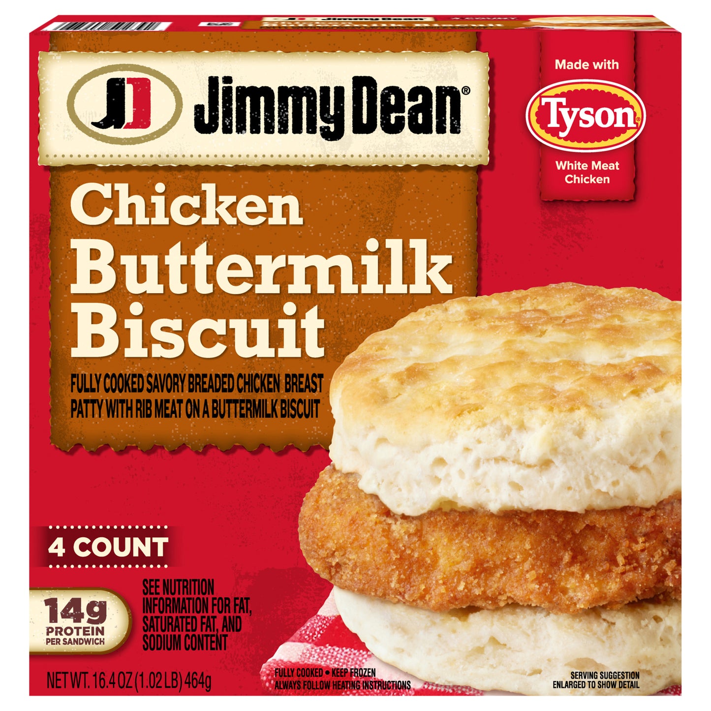 Jimmy Dean Buttermilk Chicken Biscuit Breakfast Sandwiches, 4 ct, 16 oz Box