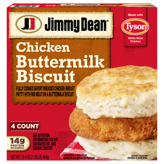Jimmy Dean Buttermilk Chicken Biscuit Breakfast Sandwiches, 4 ct, 16 oz Box
