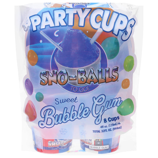 Sno-Balls to Go! Sweet Bubble Gum Party Cups 8 - 4 fl oz Cups