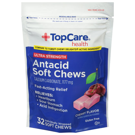 TopCare Health 1177 mg Ultra Strength Cherry Flavor Antacid 32 Soft Chews