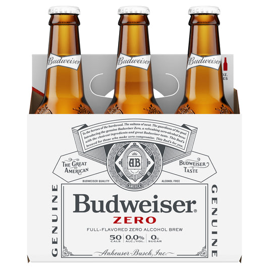 Budweiser® Zero Non-Alcoholic Beer, 6 Pack 12 fl. oz. Bottles