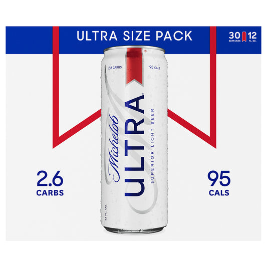 Michelob Ultra Light Beer, 30 Pack 12 fl. oz. Cans, 4.2% ABV