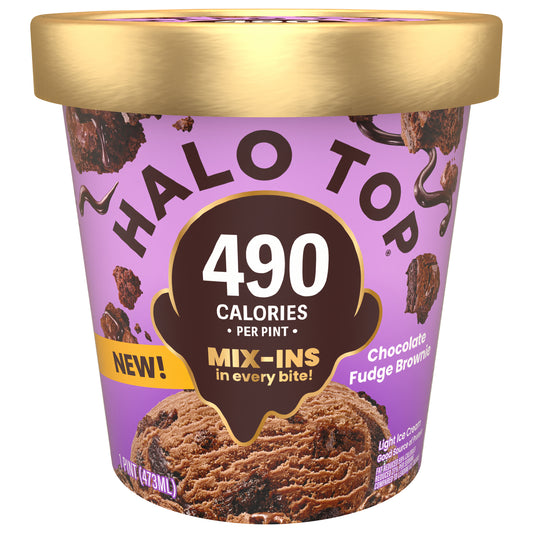Halo Top Chocolate Fudge Brownie Light Ice Cream Pint, 16 fl oz