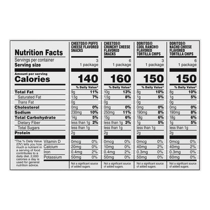 Frito Lay Snacks Doritos & Cheetos Mix Variety 17 5/8 Oz 18 Count