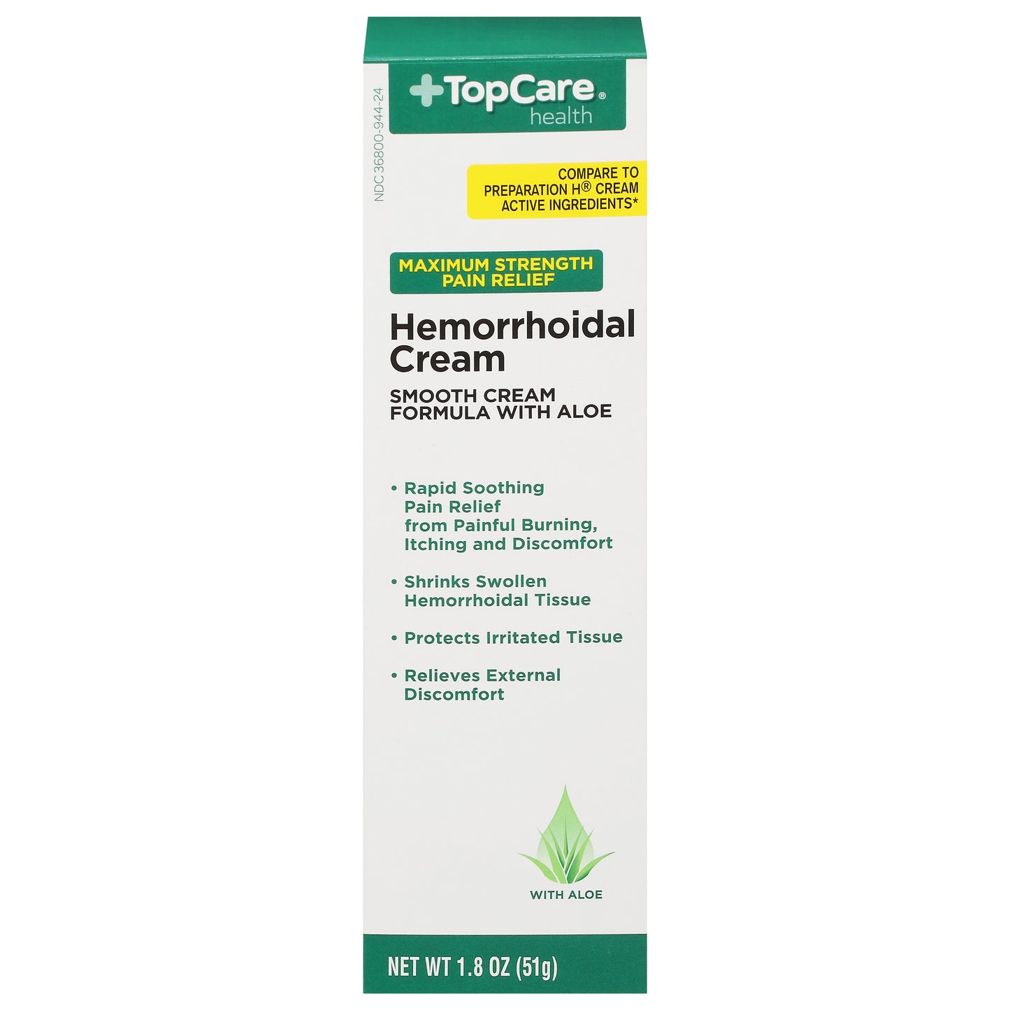 TopCare Health Maximum Strength Pain Relief Hemorrhoidal Cream 1.8 oz