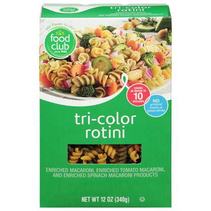 Food Club Tri-Color Rotini 12 oz