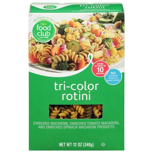 Food Club Tri-Color Rotini 12 oz