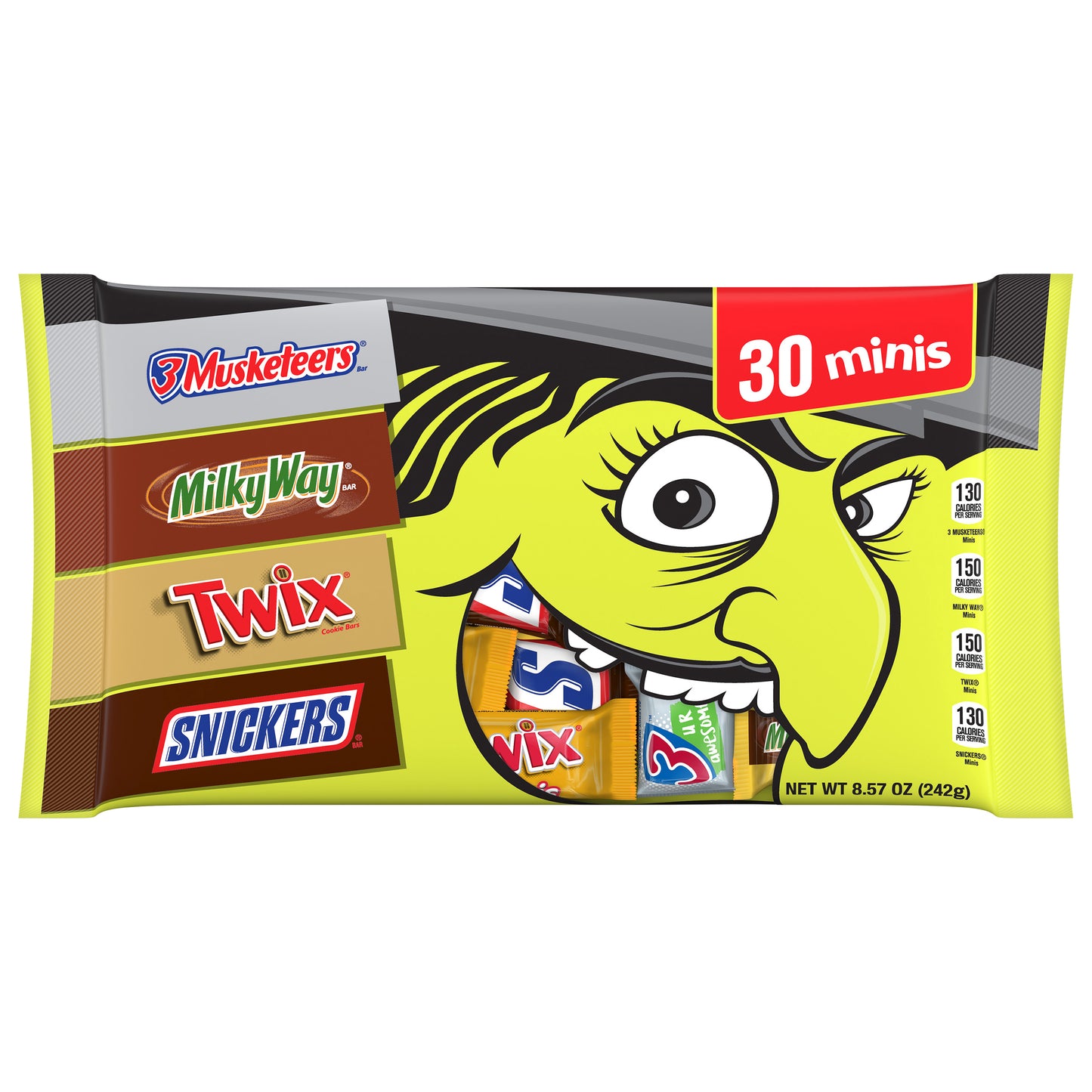 Snickers, Twix, Milky Way & 3 Musketeers Minis Halloween Candy - 30 Ct, 8.57 Oz Bag