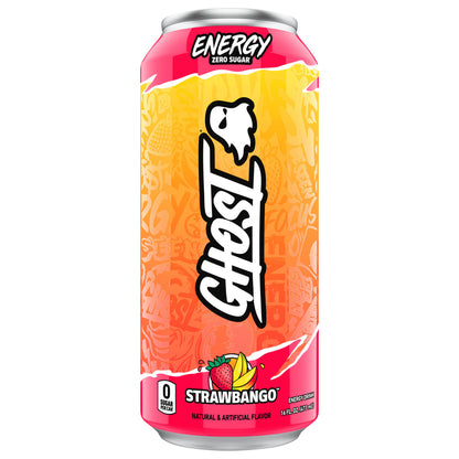 Ghost Zero Sugar Energy Drink, Strawbango, 16 fl oz can