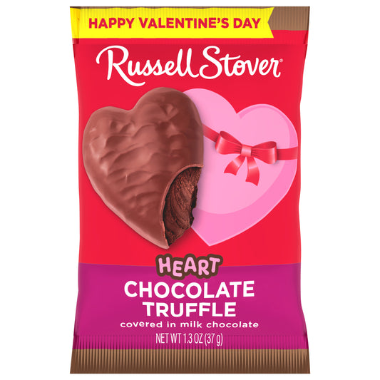RUSSELL STOVER Valentine's Day Milk Chocolate Chocolate Truffle Heart, 1.3 oz.