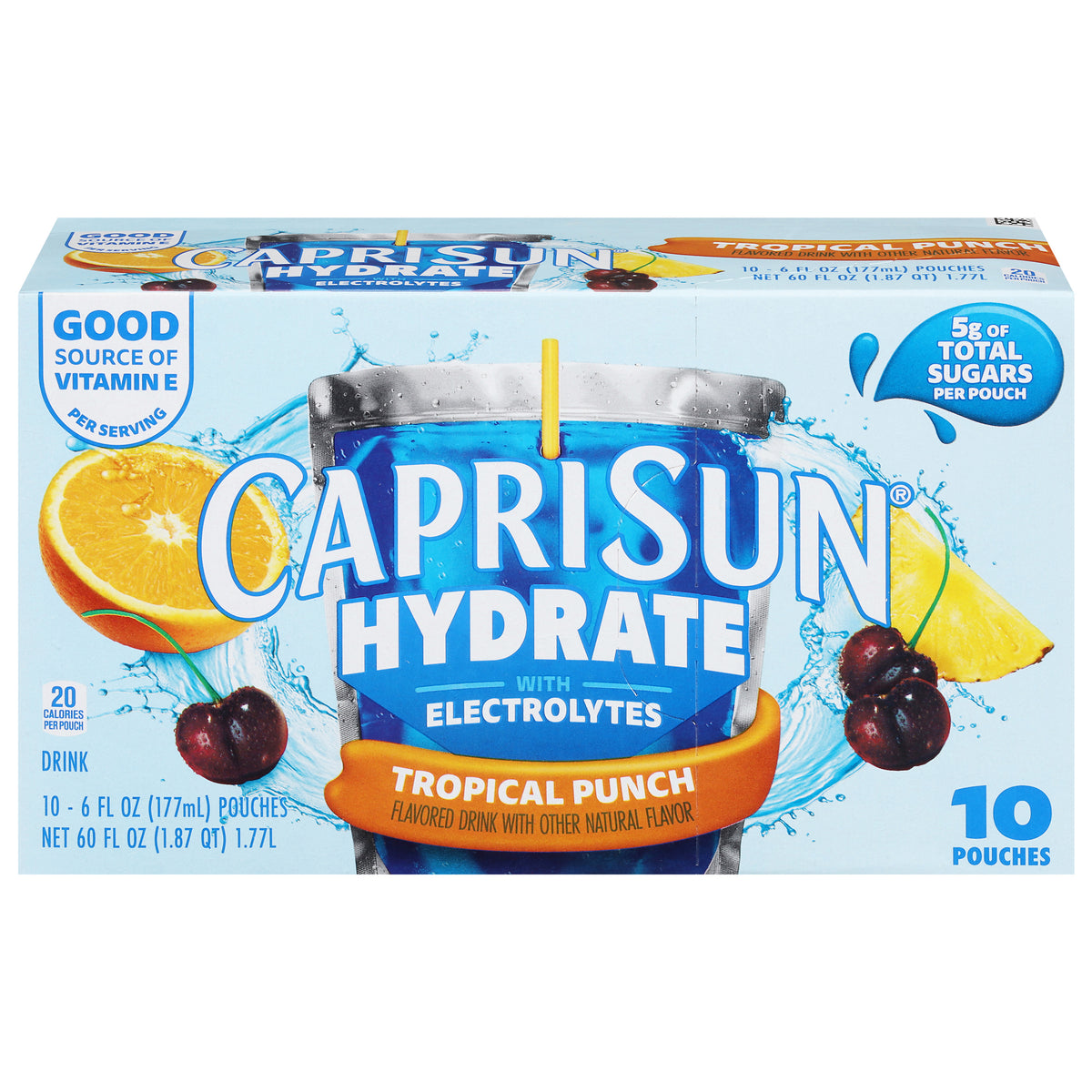 Capri Sun Hydrate Tropical Punch Drink with Electrolytes 10 - 6 fl oz Pouches