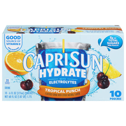 Capri Sun Hydrate Tropical Punch Drink with Electrolytes 10 - 6 fl oz Pouches