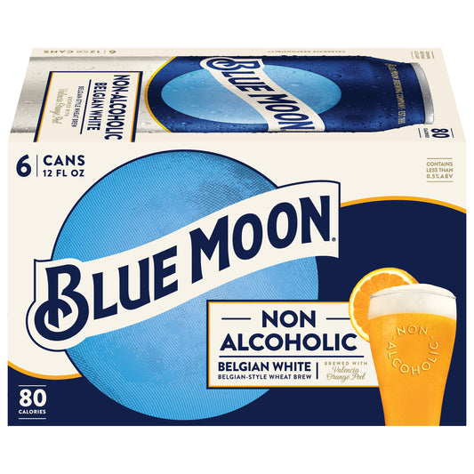 Blue Moon Non-Alcoholic Belgian White Beer 6 - 12 fl oz Cans