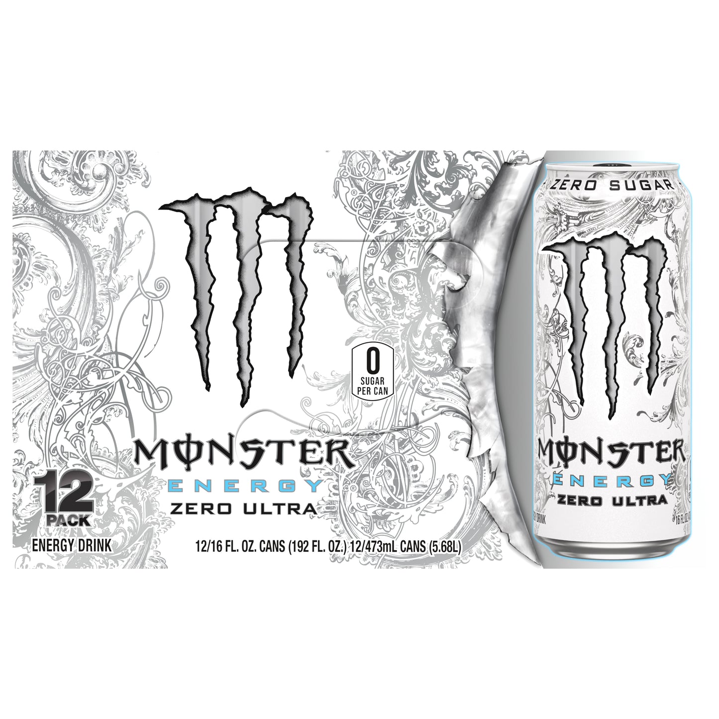 Monster Energy Zero Sugar Zero Ultra Energy Drink 12 - 16 fl oz Cans