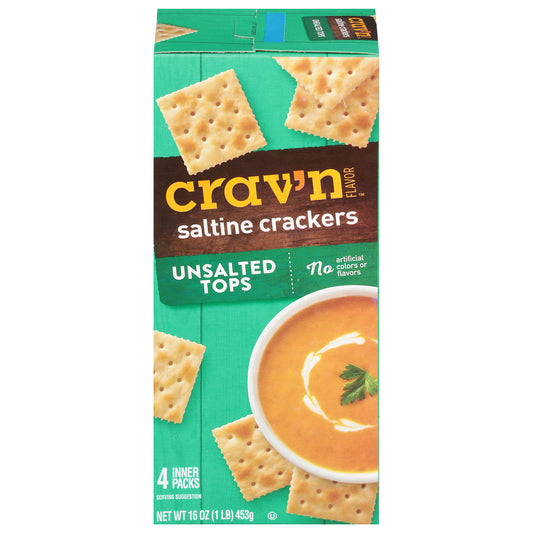 Crav'n Flavor Unsalted Tops Saltine Crackers 4 ea