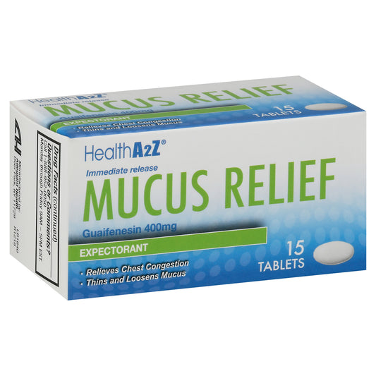 HealthA2Z Tablets 400 mg Expectorant Immediate Release Mucus Relief 15 ea