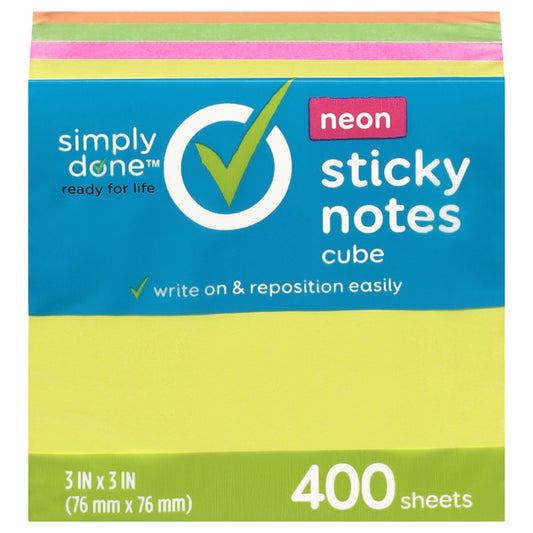 Simply Done Neon Cube Sticky Notes 400 Each