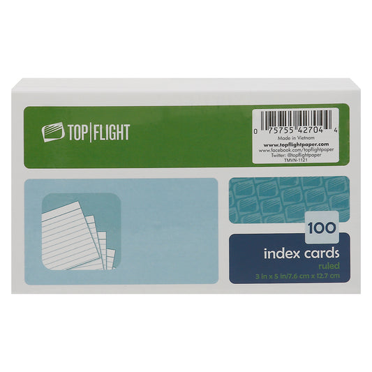 Top Flight Ruled Index Cards 100 ea