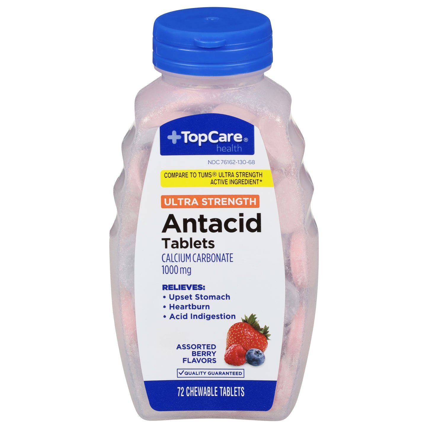TopCare Health 1000 mg Ultra Strength Assorted Berry Flavors Antacid 72 Tablets