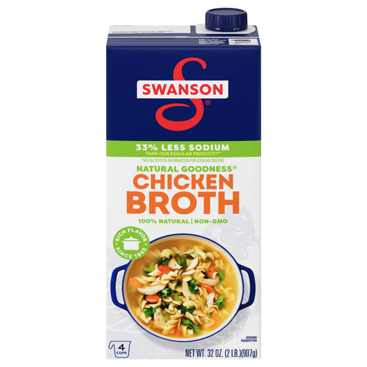 Swanson® Natural Goodness® Lower Sodium Chicken Broth, 32 oz Carton