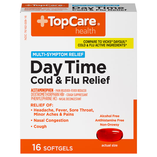 TopCare Health Multi-Symptom Relief Day Time Cold & Flu Relief 16 Softgels