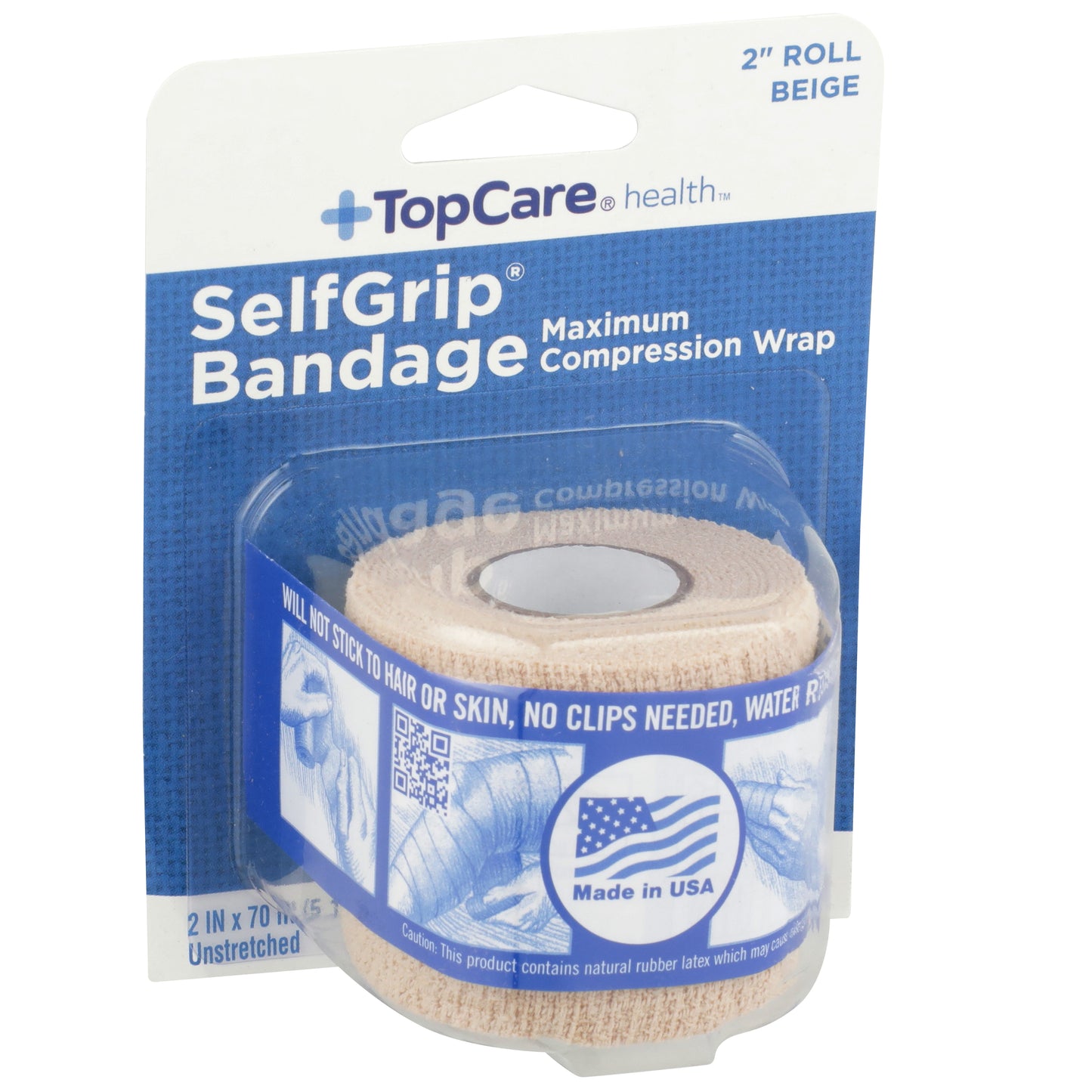 Selfgrip, Maximum Compression Wrap Bandage 2" Roll, Beige