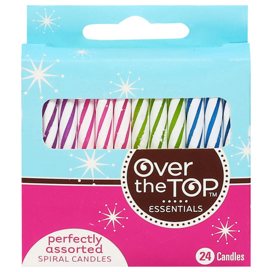 Over the Top Essentials Perfectly Assorted Spiral Candles 24 ea